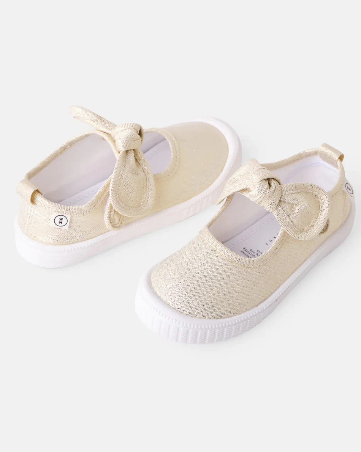 Millie Canvas Bow Shoes | Metallic Gold
