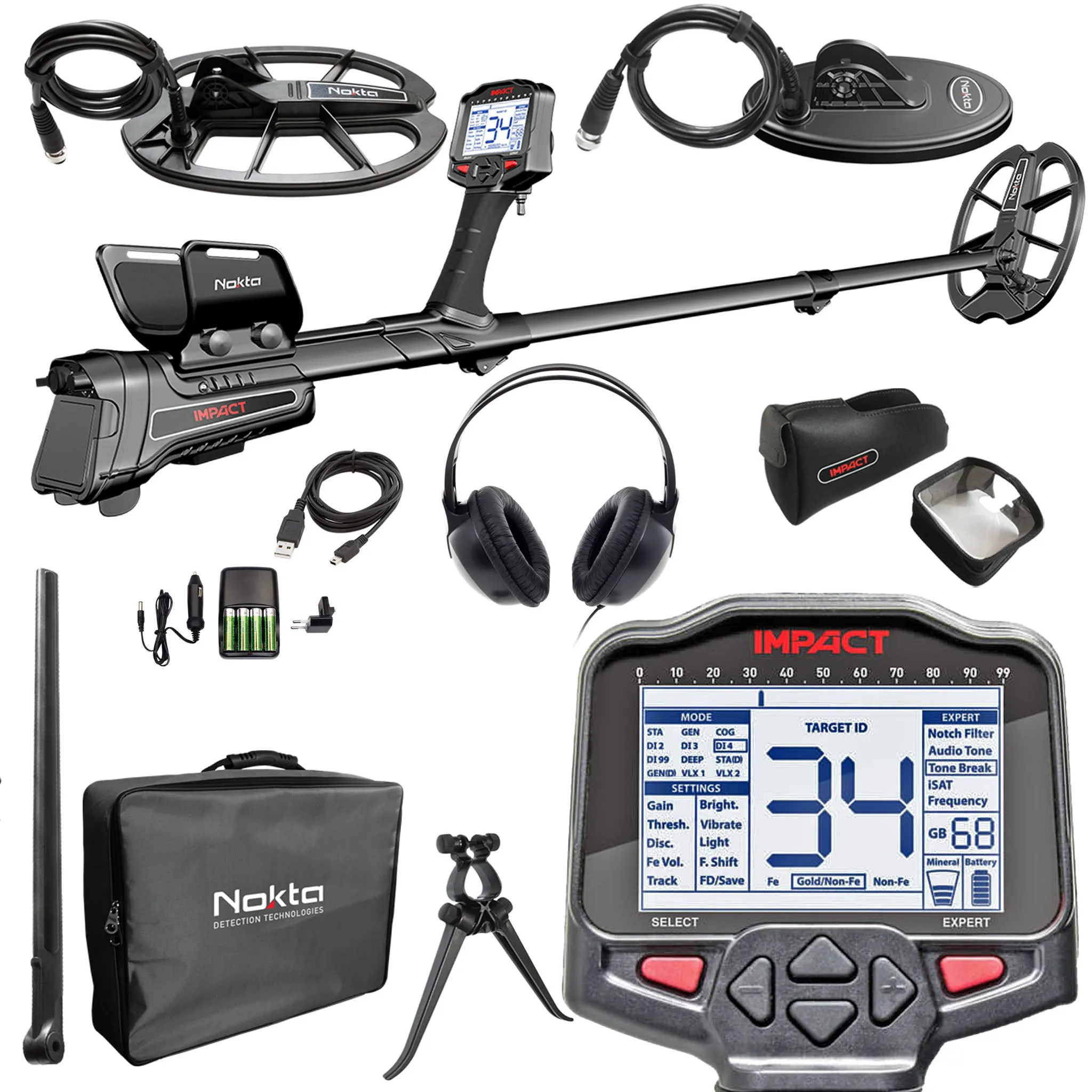 Nokta Impact Pro Pack Metal Detector with Waterproof DD 11 x 7'' Search Coil (Open Box)