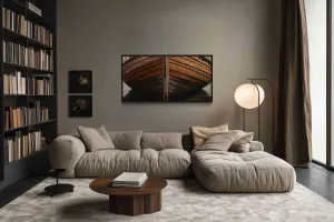 Old Brown Wooden Boat Framed Canvas Wall Art