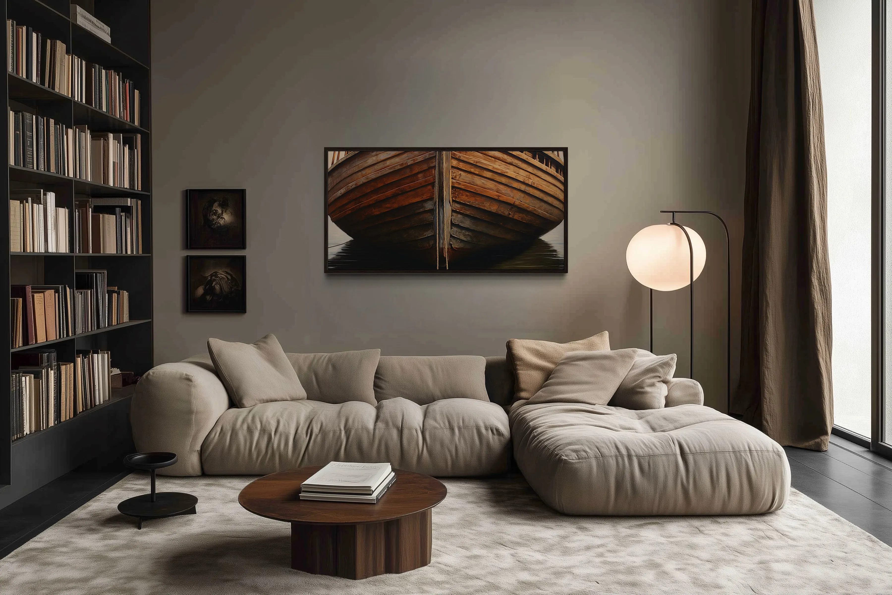Old Brown Wooden Boat Framed Canvas Wall Art