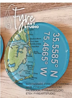 Outer Banks Map Coaster - OBX Coasters - Outer Banks Coaster - Outer Banks Map Gift - Outer Banks Decor - OBX Gift
