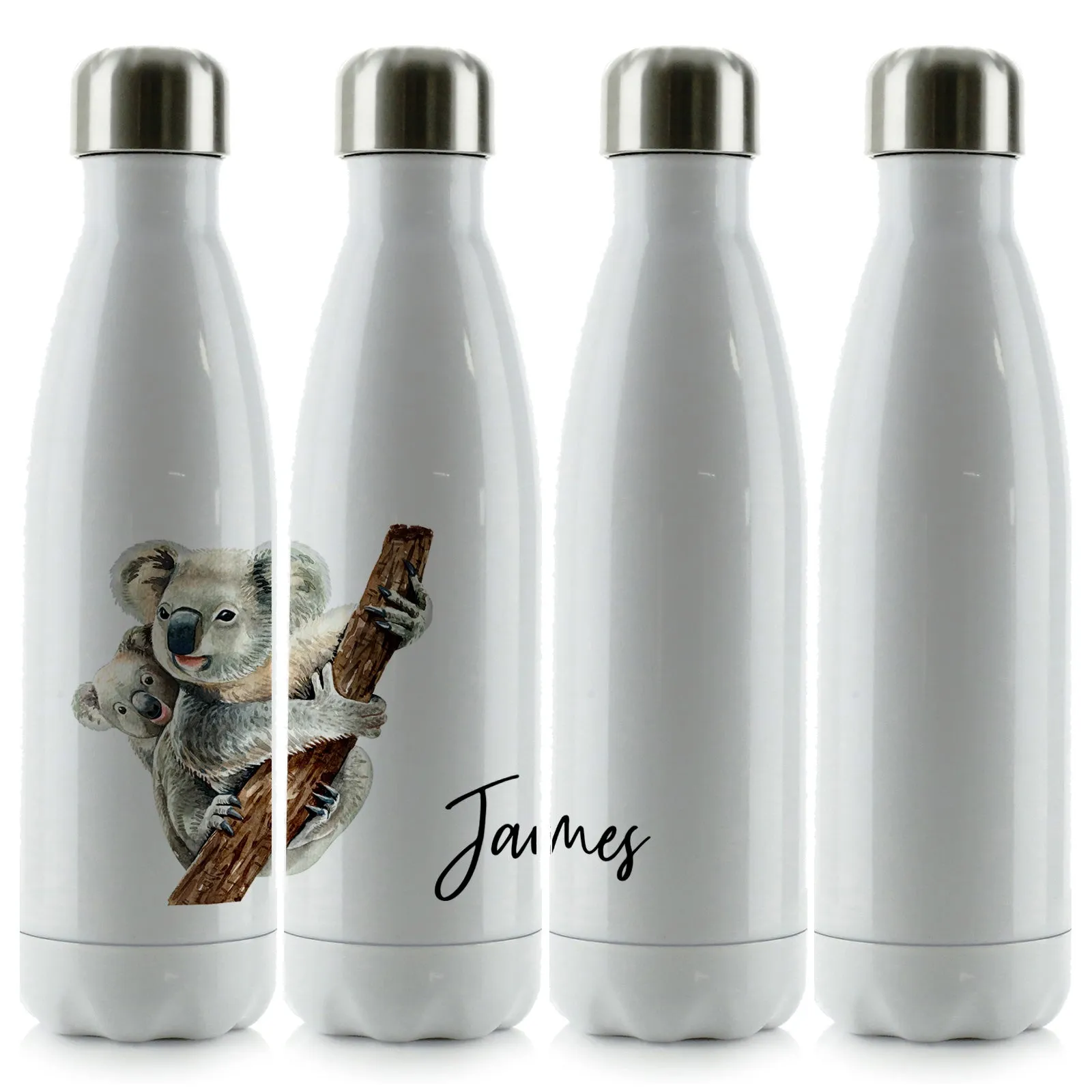 Personalised Cola Bottle with Welcoming Text and Climbing Mum and Baby Koalas
