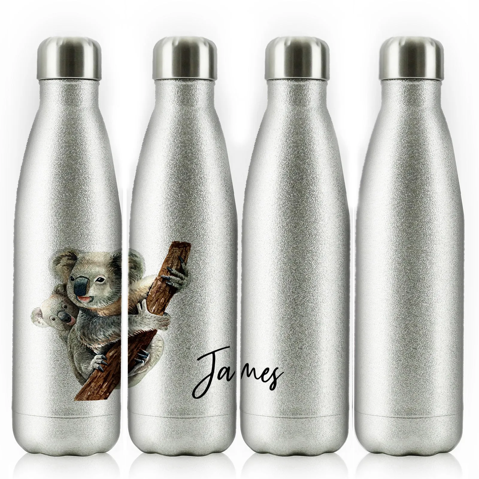 Personalised Cola Bottle with Welcoming Text and Climbing Mum and Baby Koalas