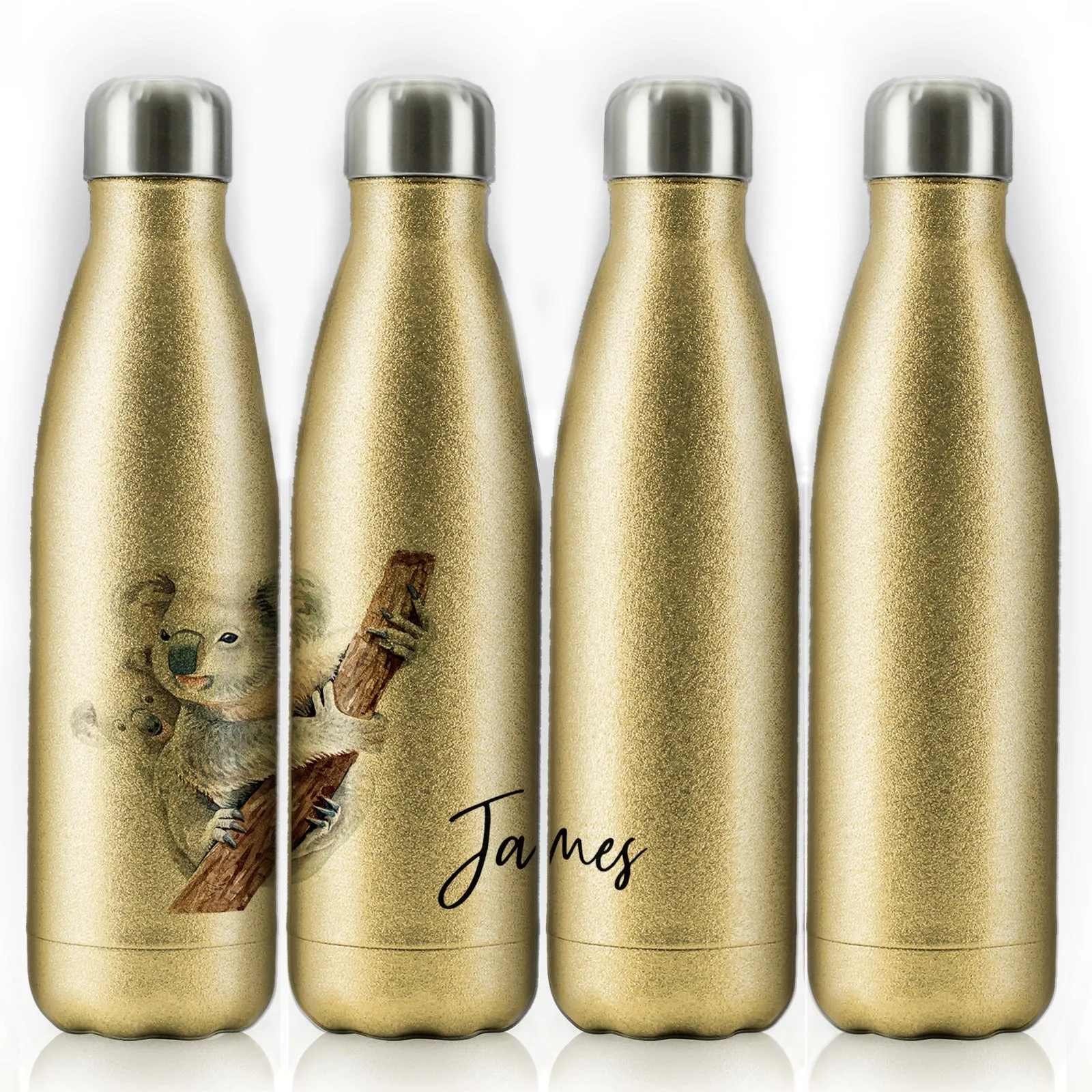 Personalised Cola Bottle with Welcoming Text and Climbing Mum and Baby Koalas
