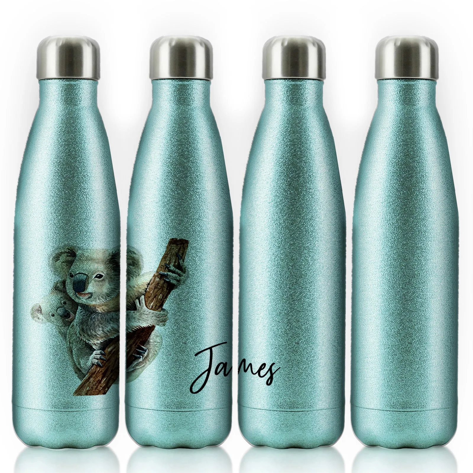 Personalised Cola Bottle with Welcoming Text and Climbing Mum and Baby Koalas