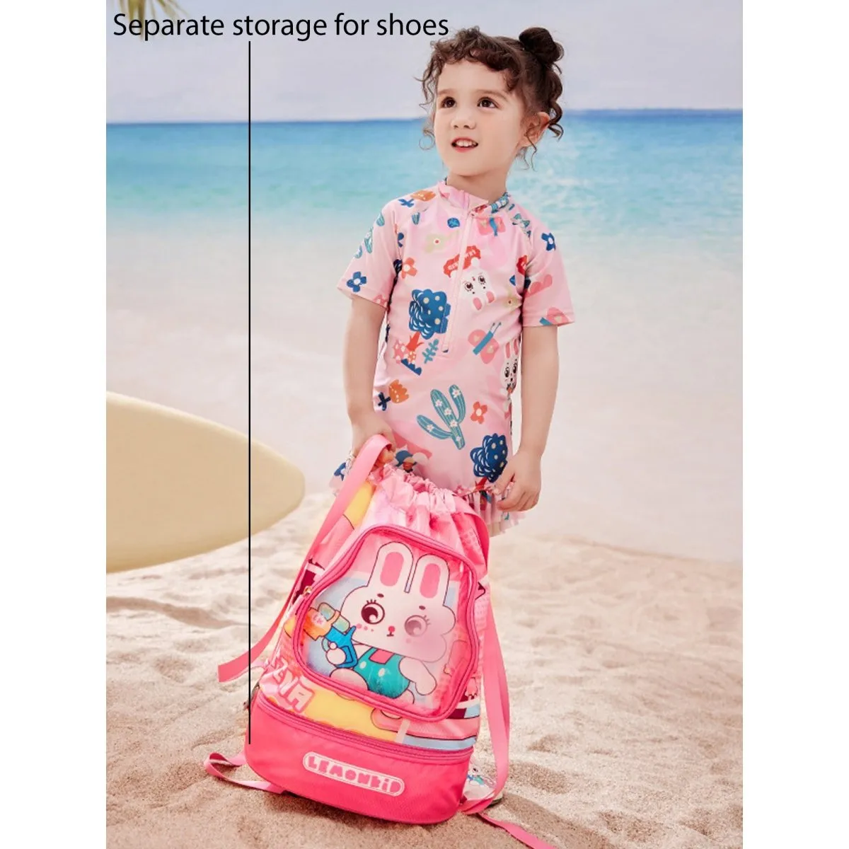 Pink Rabbit Face, Waterproof Swimming Bag/ Beach Bag