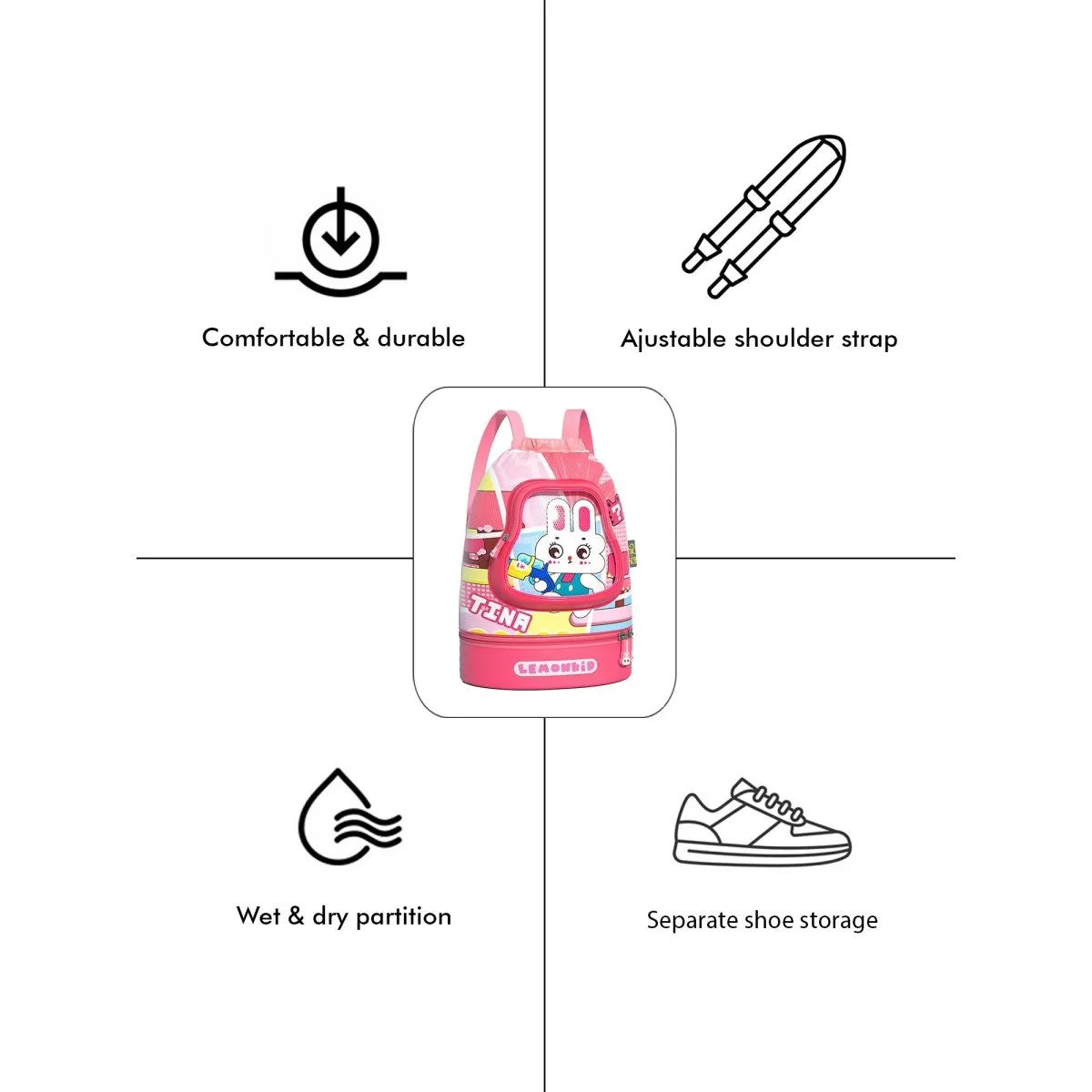 Pink Rabbit Face, Waterproof Swimming Bag/ Beach Bag