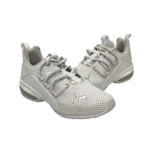 PUMA Axelion M Perf Metallic Little Kids' Shoes, White/Silver Size 2C