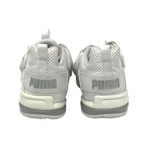 PUMA Axelion M Perf Metallic Little Kids' Shoes, White/Silver Size 2C