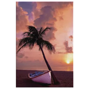 "Palm Tree and Boat" Canvas