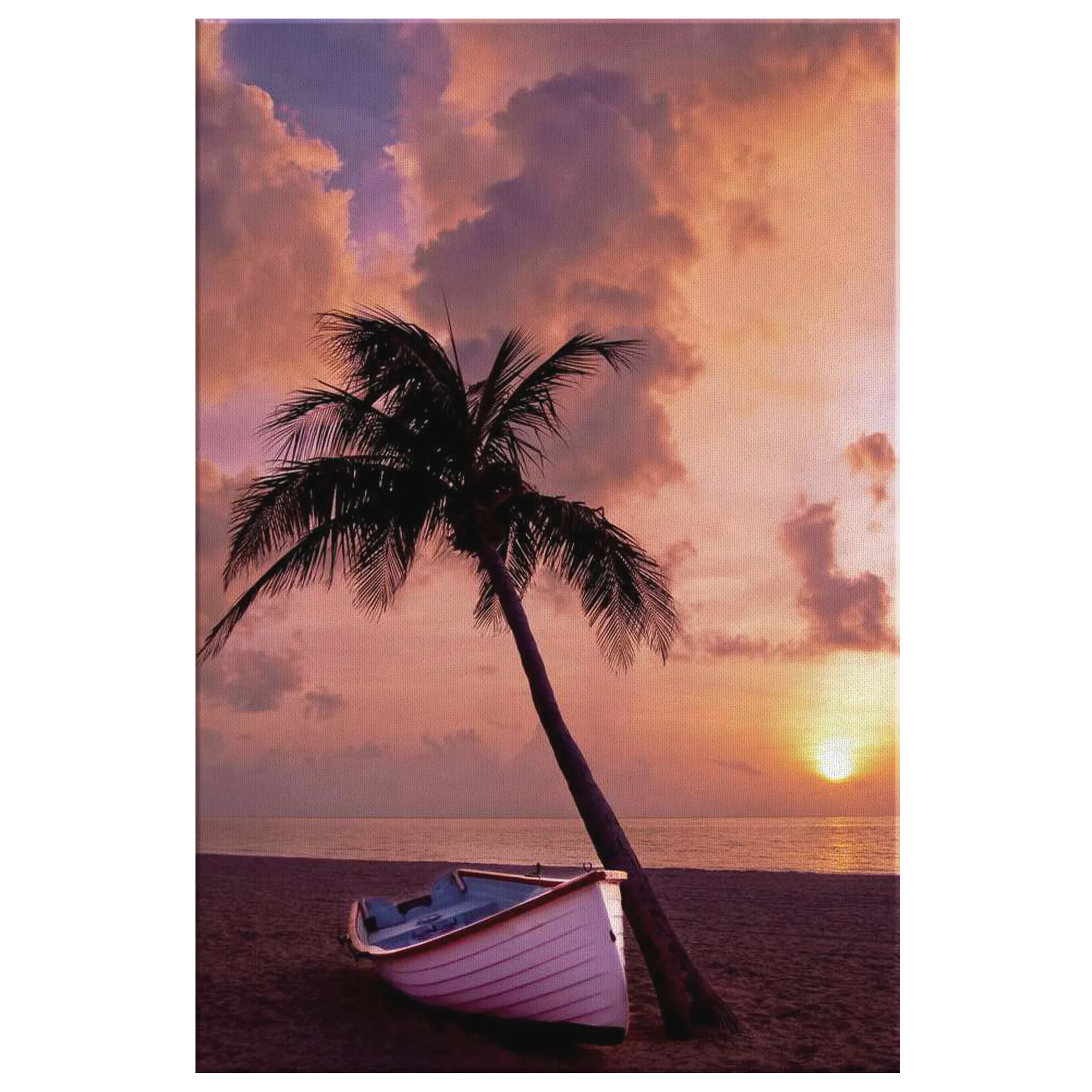 "Palm Tree and Boat" Canvas