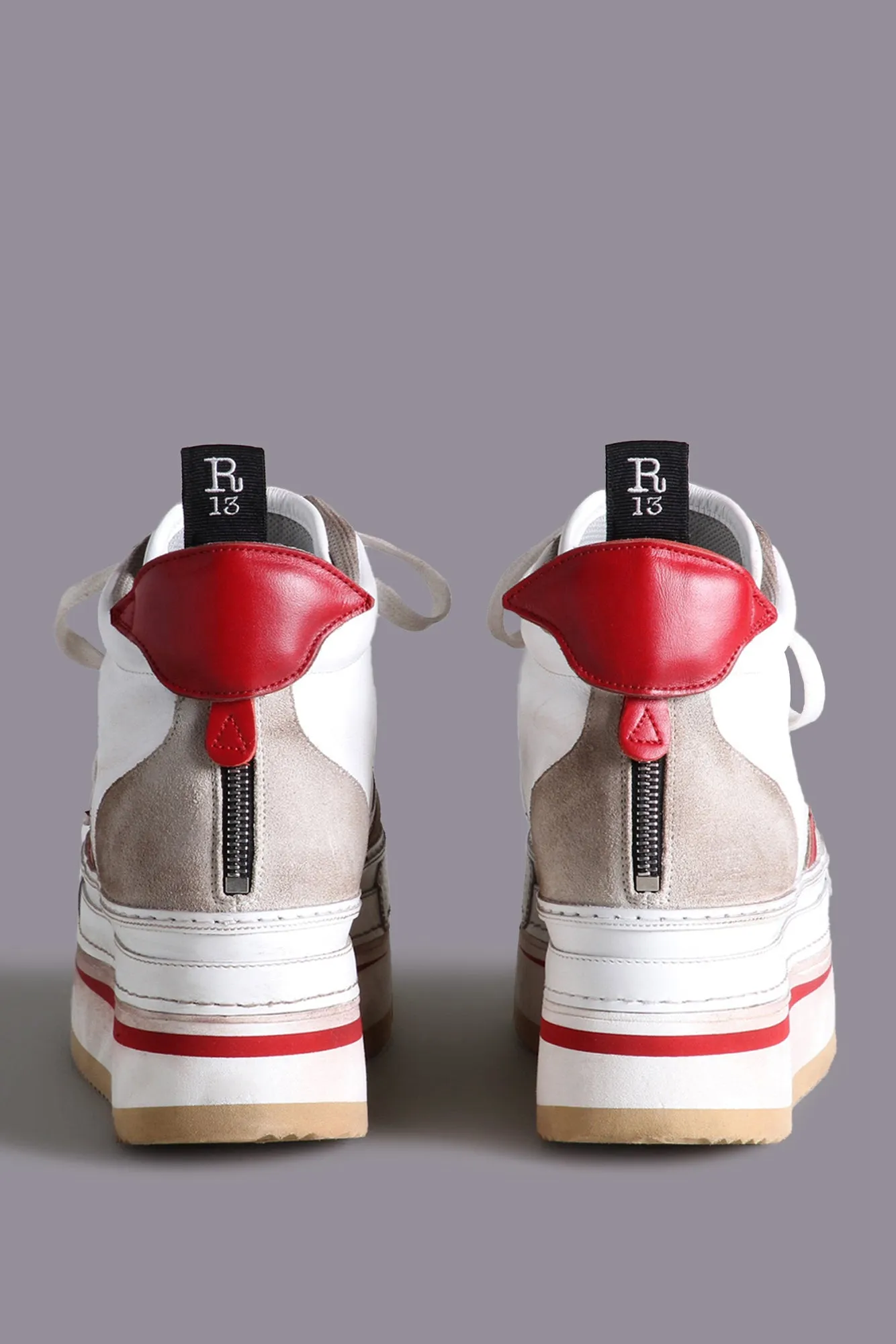 RIOT LEATHER HIGH TOP - RED AND WHITE