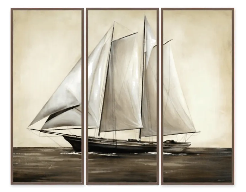 Sail Boat Triptych - Framed Giclee