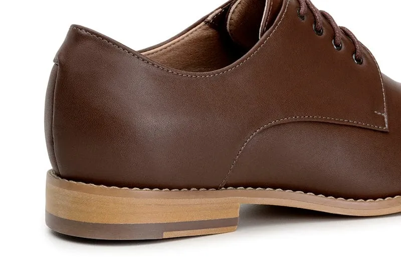 Teresa Women's Vegan Leather Derby Shoes | Brown