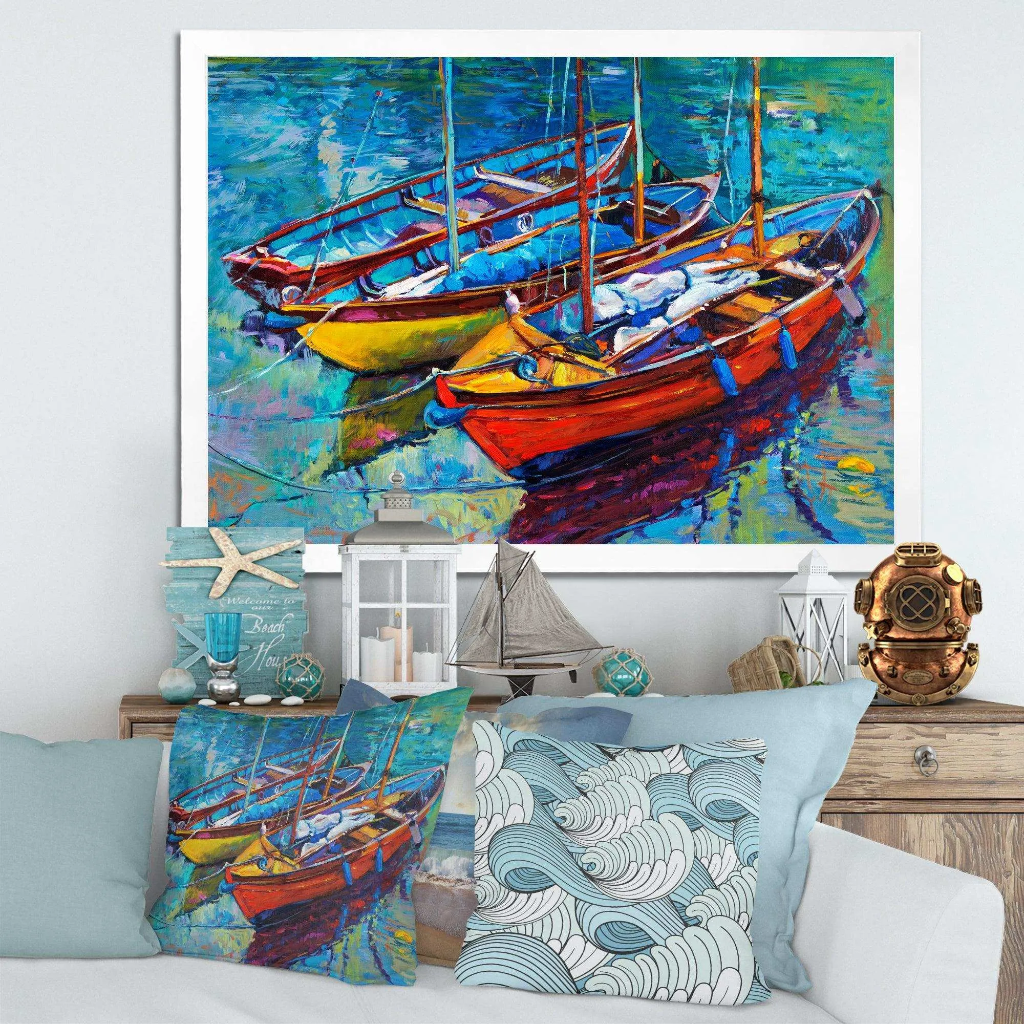 Three Fishing Boat Oil Painting