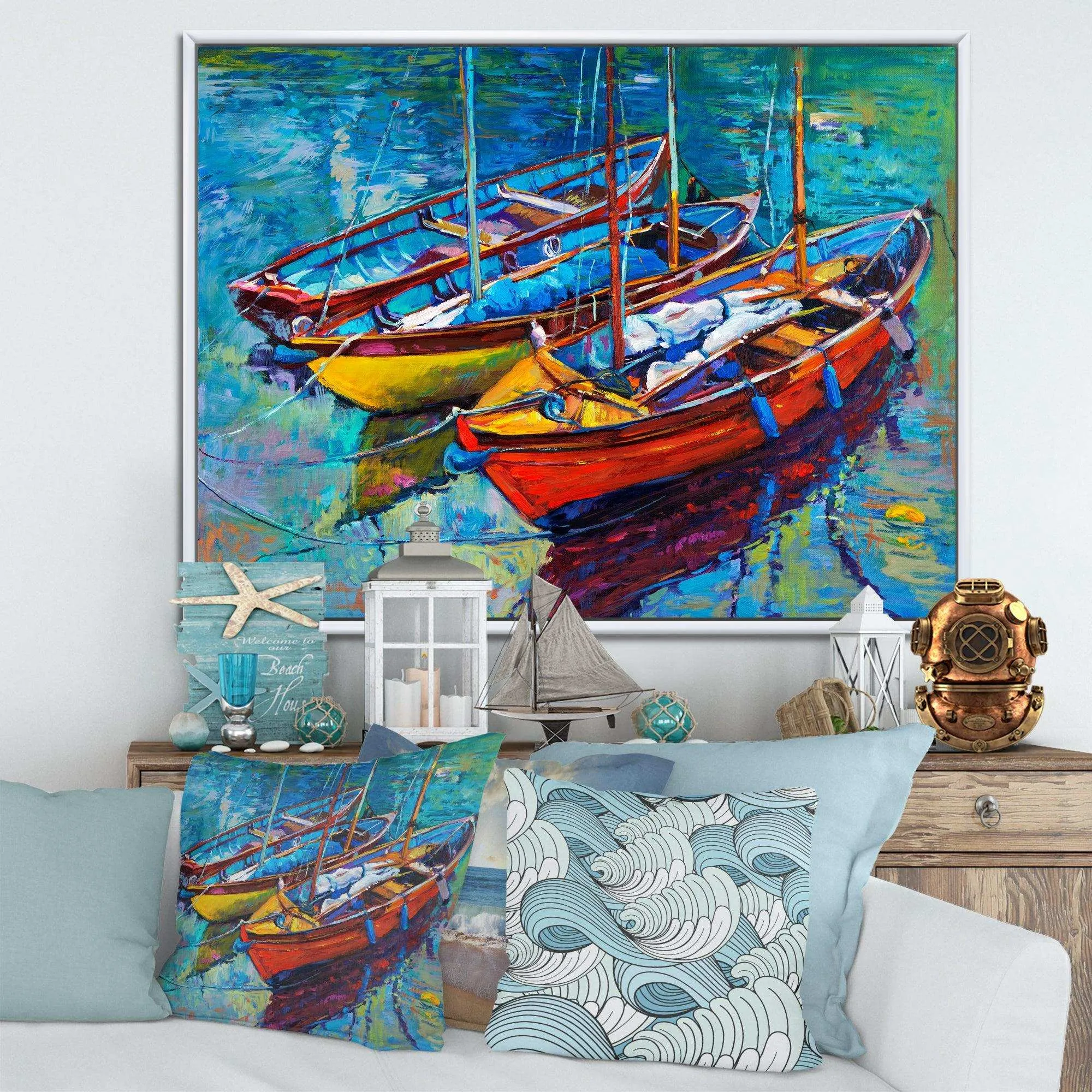 Three Fishing Boat Oil Painting