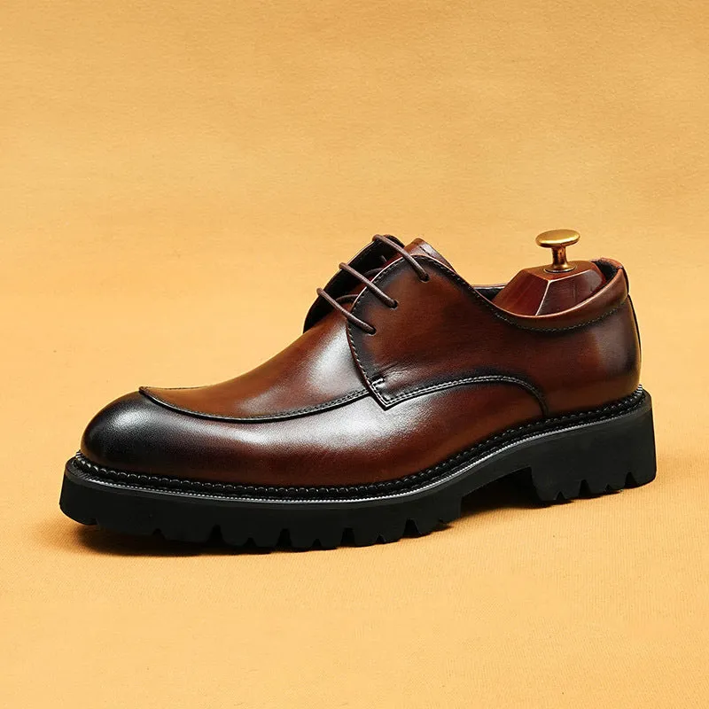 Top Layer Cowhide Men's Leather Shoes Business Casual Leather Shoes Men's Genuine Leather Inner Lining Pointed British Style Platform Men's Shoes Derby Shoes96150