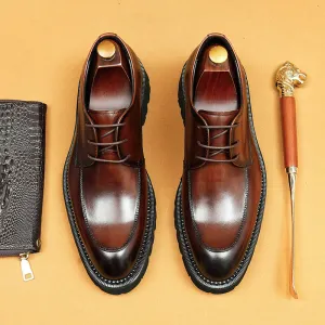 Top Layer Cowhide Men's Leather Shoes Business Casual Leather Shoes Men's Genuine Leather Inner Lining Pointed British Style Platform Men's Shoes Derby Shoes96150