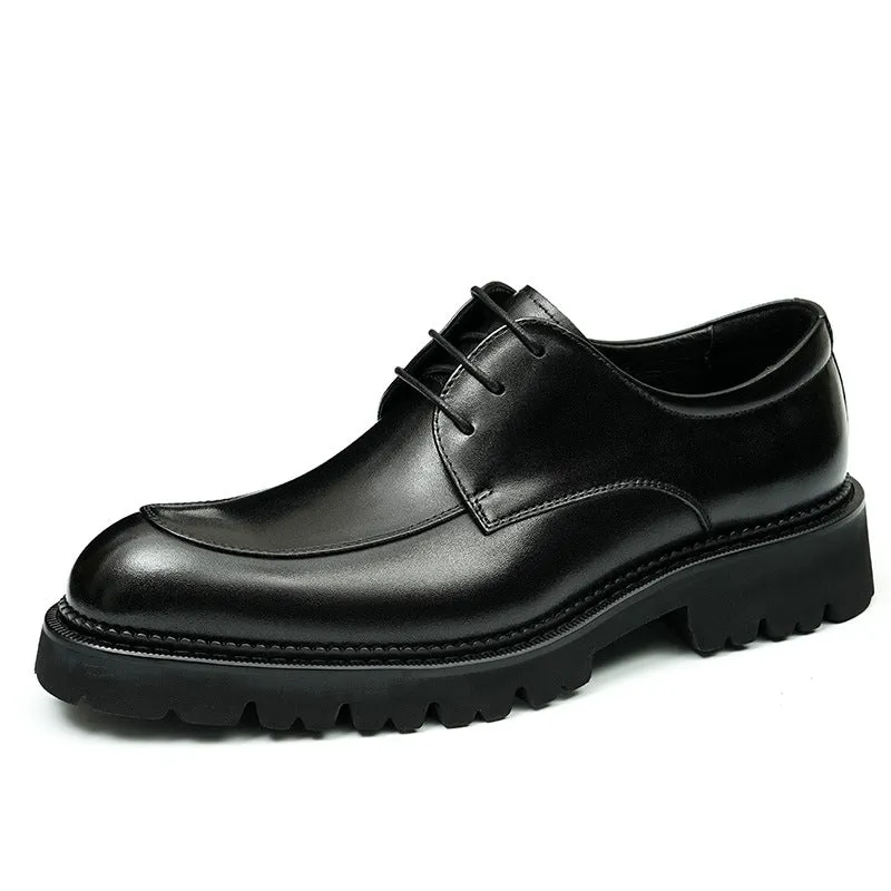 Top Layer Cowhide Men's Leather Shoes Business Casual Leather Shoes Men's Genuine Leather Inner Lining Pointed British Style Platform Men's Shoes Derby Shoes96150