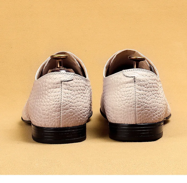 Top Layer Cowhide Men's Leather Shoes Crocodile Pattern Men's Leather Shoes Leather Business Casual Derby Shoes British Embossed Men's Shoes65119