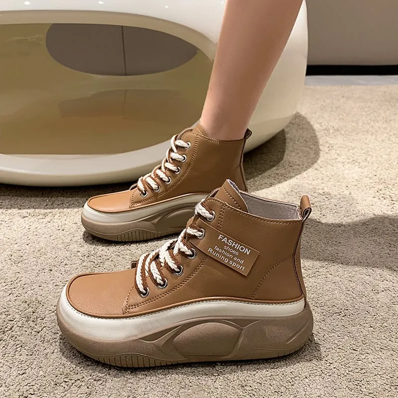 Ultra-comfort high-top shoes with thick soles