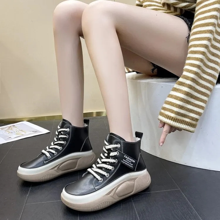 Ultra-comfort high-top shoes with thick soles
