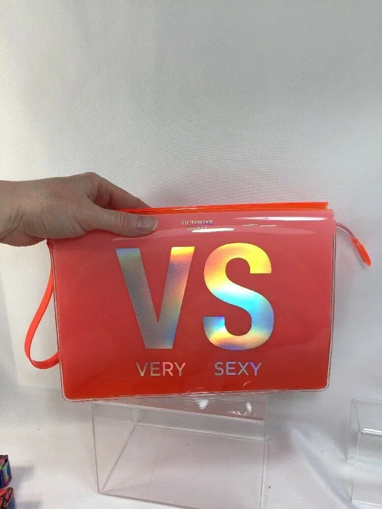 Victoria’s Secret Very Sexy Coral Bikini Bag Zipper Waterproof Beach Makeup Bag