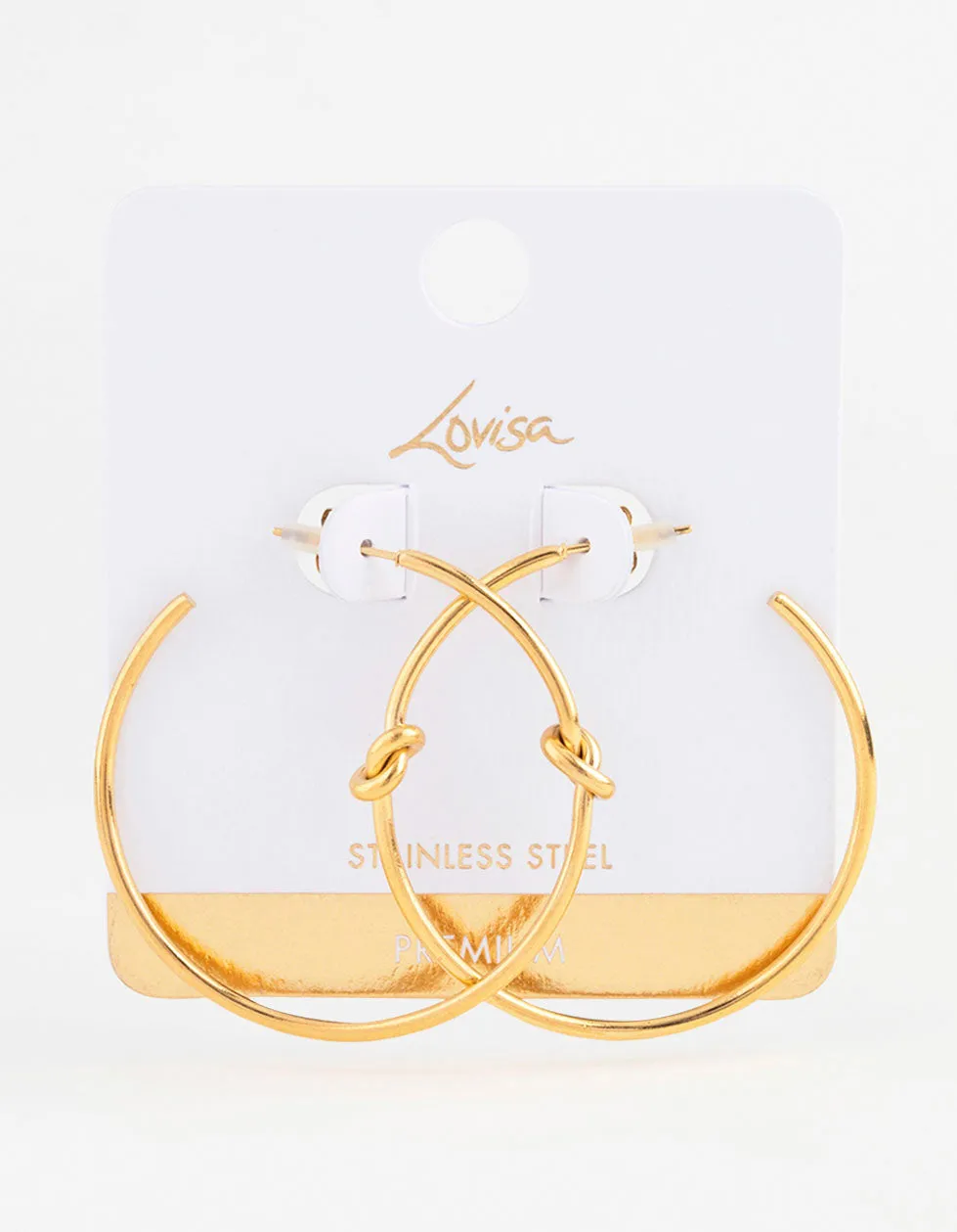Waterproof Gold Plated Stainless Steel Classic Knotted Hoop Earrings
