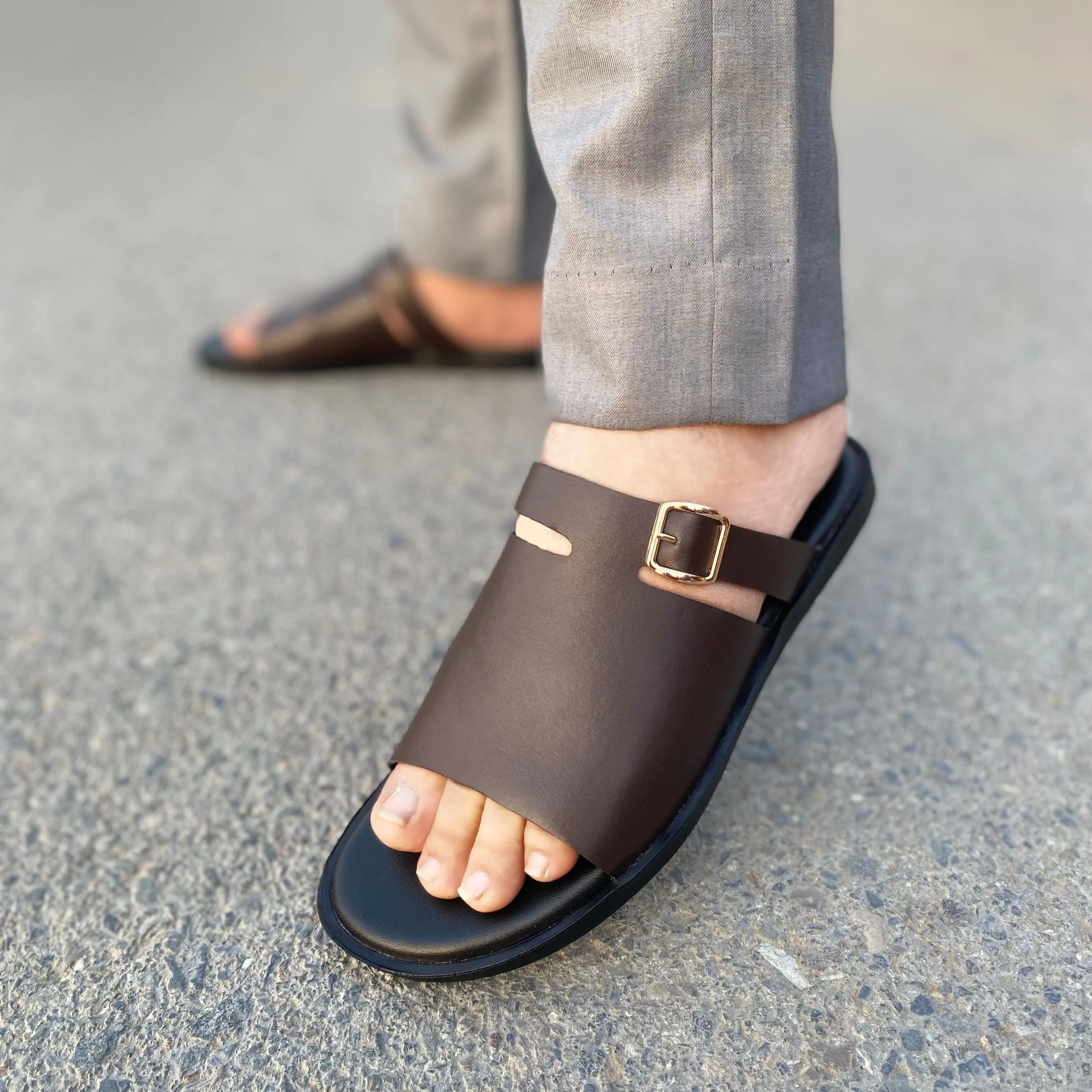 WS Pure leather Handmade Padasa Chappal LS-137 BRN