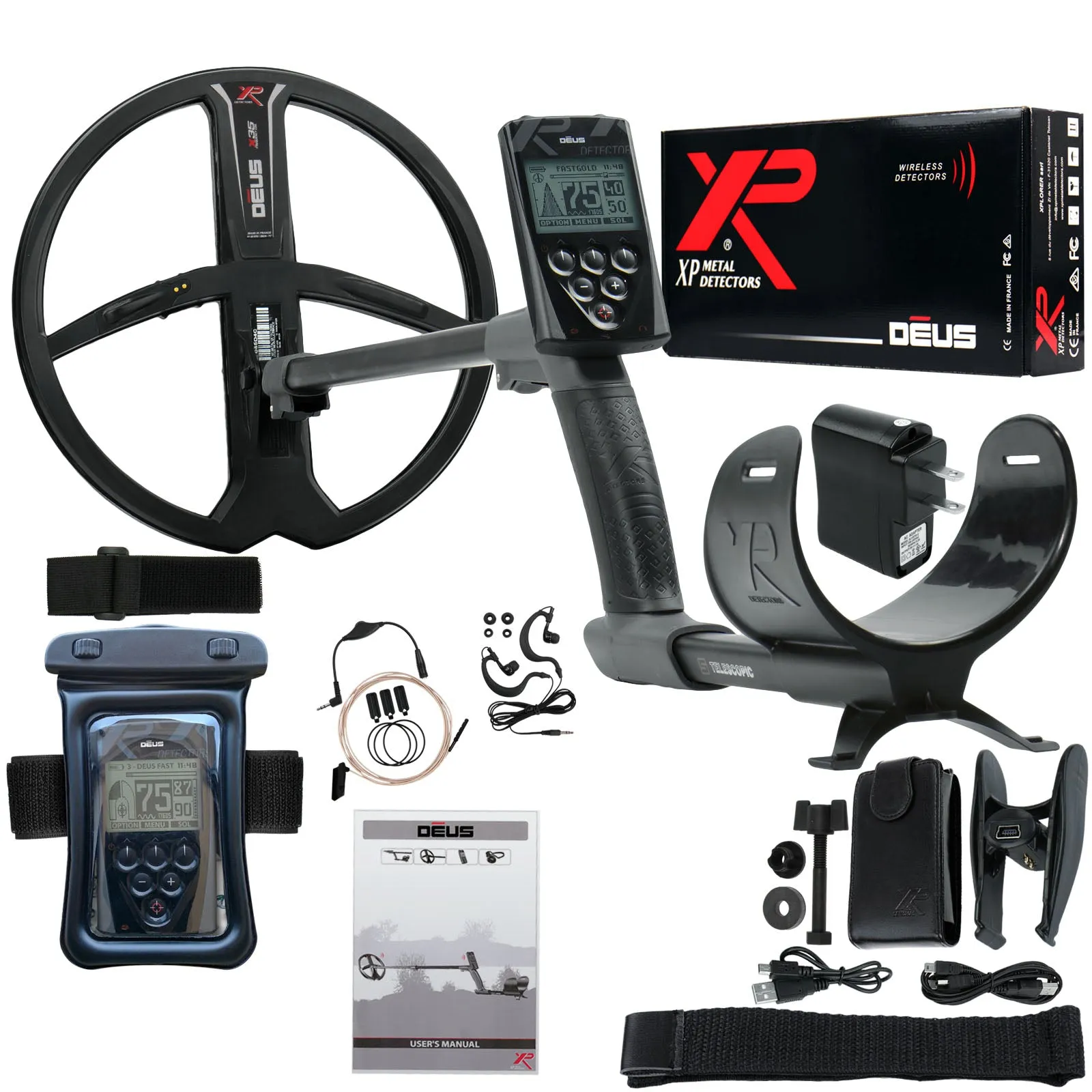 XP Deus Detector with Remote, 11" X35 Coil and Waterproof Kit