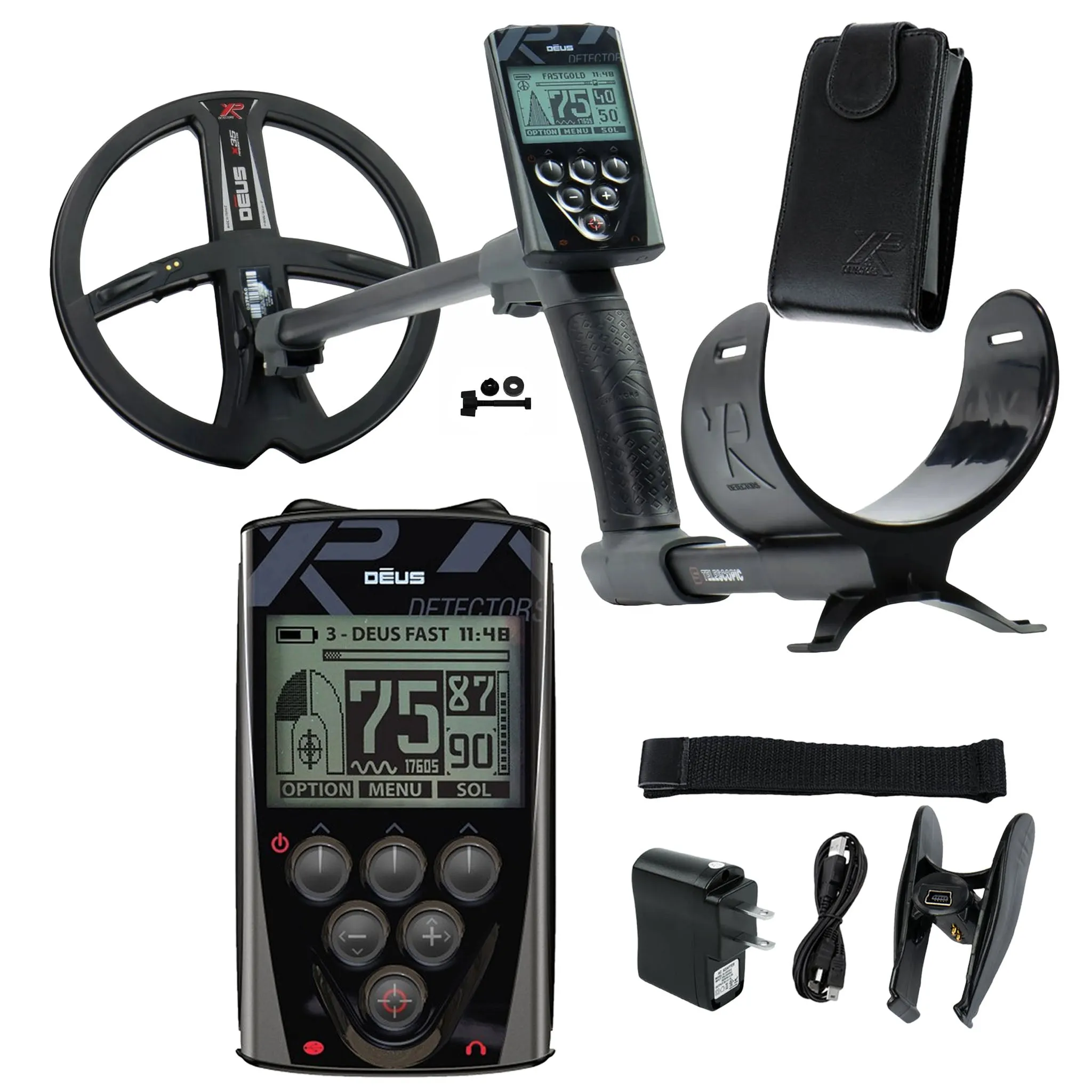 XP Deus Metal Detector with Remote, 9” X35 Coil, WSAUDIO Headphones, and MI-6 Pinpointer